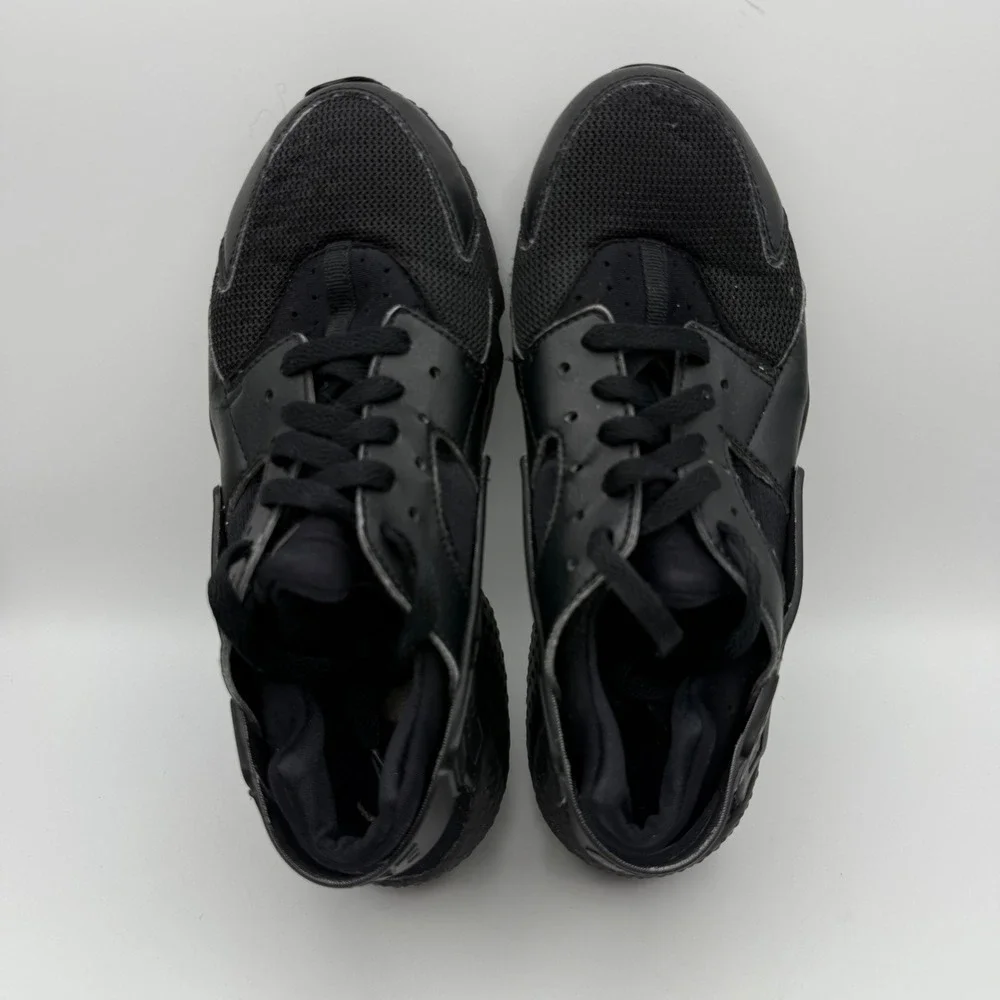 Nike Huarache‎ Run Sneakers All Black Athletic Shoes Youth Size 6.5Y